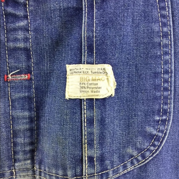 Big Mac Square Back Overalls Distressed 35 x 27 - Picture 3 of 5